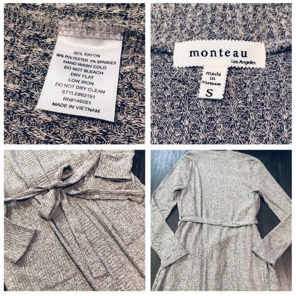 Long Ribbed Knit Tie Waist Cardigan - Picture 6 of 8